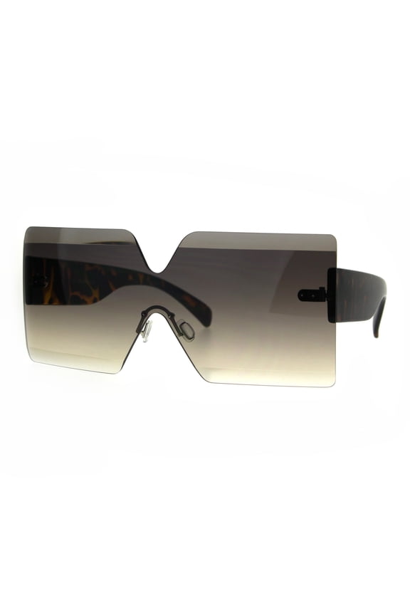 Flat Panel Shield Rectangle Robotic 80s Futurist Disco Funk Sunglasses Brown Smoke