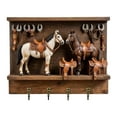 thumbnail image 1 of Flat-Panel Wooden Horse Tack Key Hook Rack Wall-Mounted Organizer with Iron Hooks for Keys Leashes and Home Decor, 1 of 5