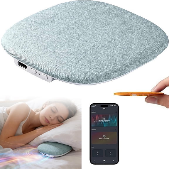 Flat Under Pillow Speakers, Bluetooth Pillow Speaker for Sleeping, Mini Bone Conductions Under Pillows Speaker with White Noise & 4 Level Timer, APP Control & Auto-Off Timer, Private Sleep Headphones