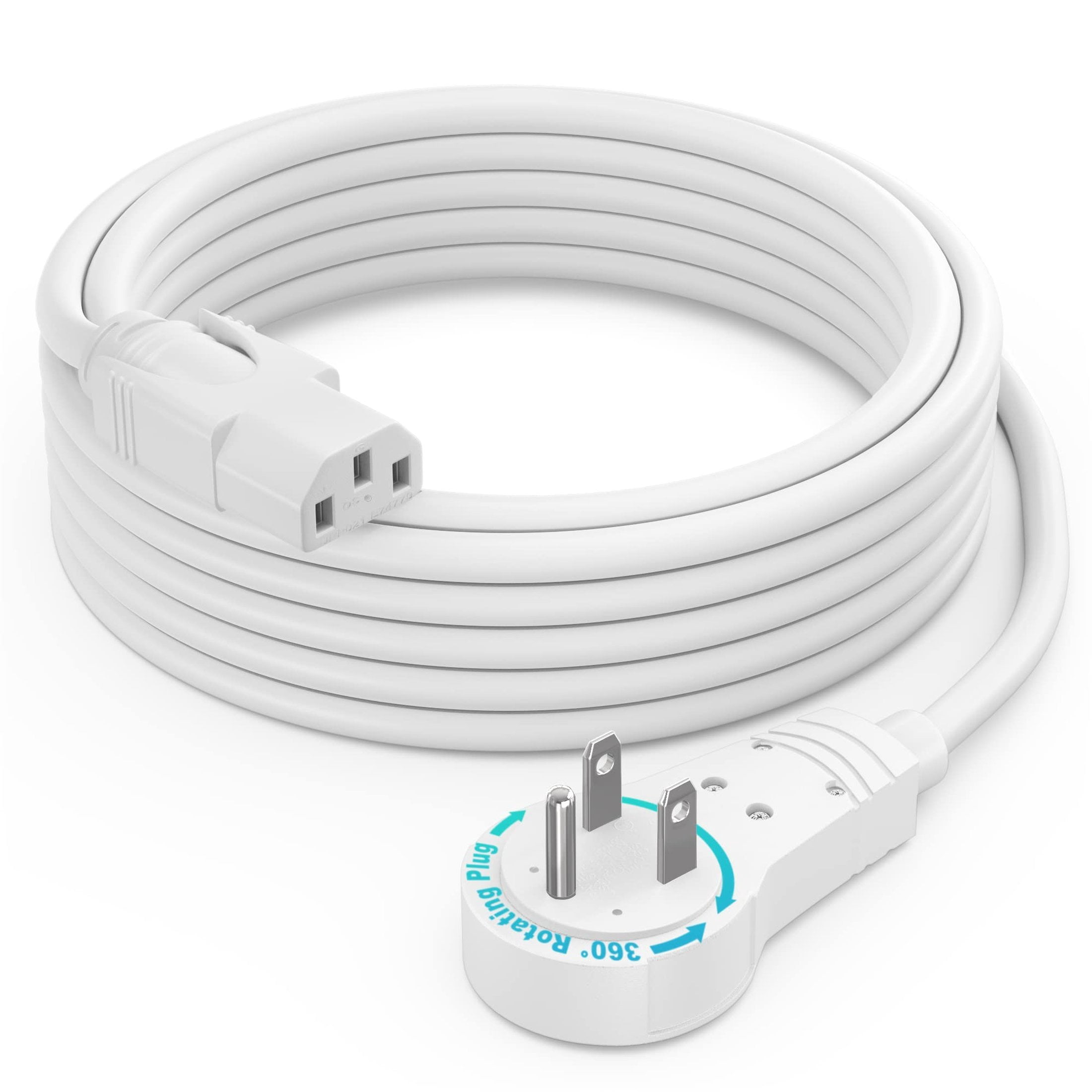 Flat Plug 10 Ft Power Cord with 360 Rotating Design for PC and Printer ...