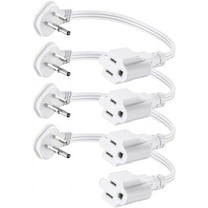 Flat Plug 1Ft Short Extension Cord, White 90-Degree Plug Low Profile Power Adapter, 3-Prong Indoor Grounded Small Extension Cord 16AWG 13A 1625W 4 Pack