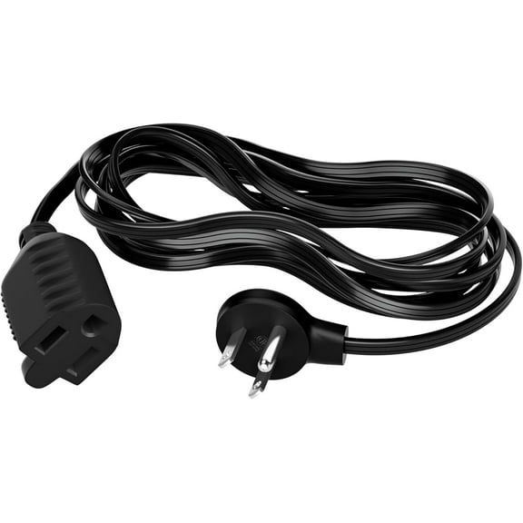 Flat Plug Extension Cord 12 Ft with Slim Space-Saving Plug Design, Thin Flat Cable Low Profile Power Cord 3 Prong Grounded Wire, 16 Gauge 13 A/125 V-Black-ETL Certified