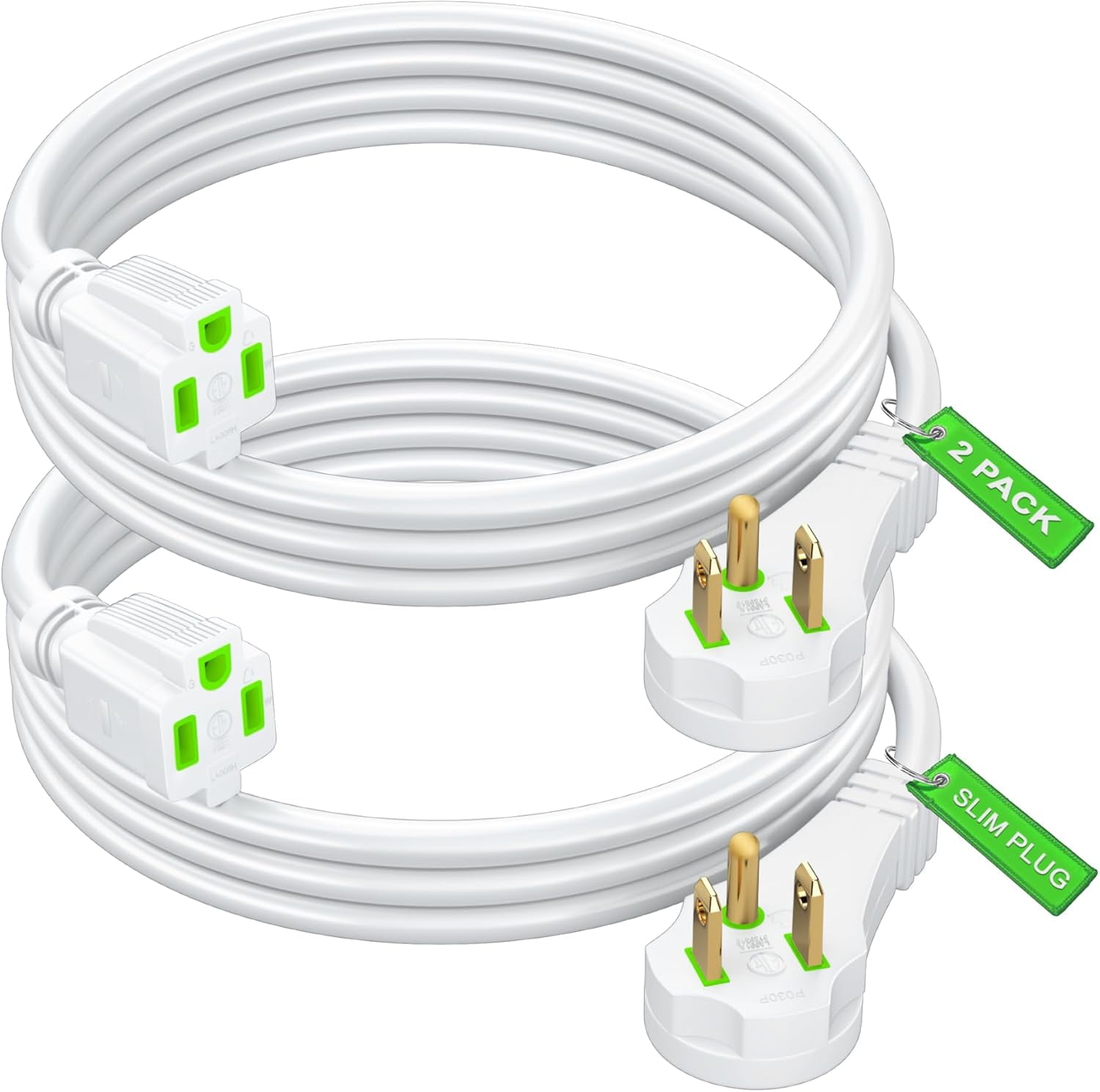 Flat Plug Extension Cord 4 ft with Slim SpaceSaving Plug Design, Low