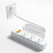 Flat Plug Power Strip Surge Protector 3 Outlets, Extension Cord 3 ft 3 Prong, 300J, 10A/1250W, Overload protection Switch, Plug Strip for Home Office, Child Safety Slide Outlet Covers, SGS Approved
