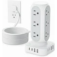 thumbnail image 1 of Flat Plug Power Strip Tower 10FT, 40W Total Fast Charging Station, Dual PD 20W USB-C Surge Protector with 12 AC Outlets and 8 USB Ports (4 USB C), Long Extension Cord for Home Office Dorm Room, 1 of 10
