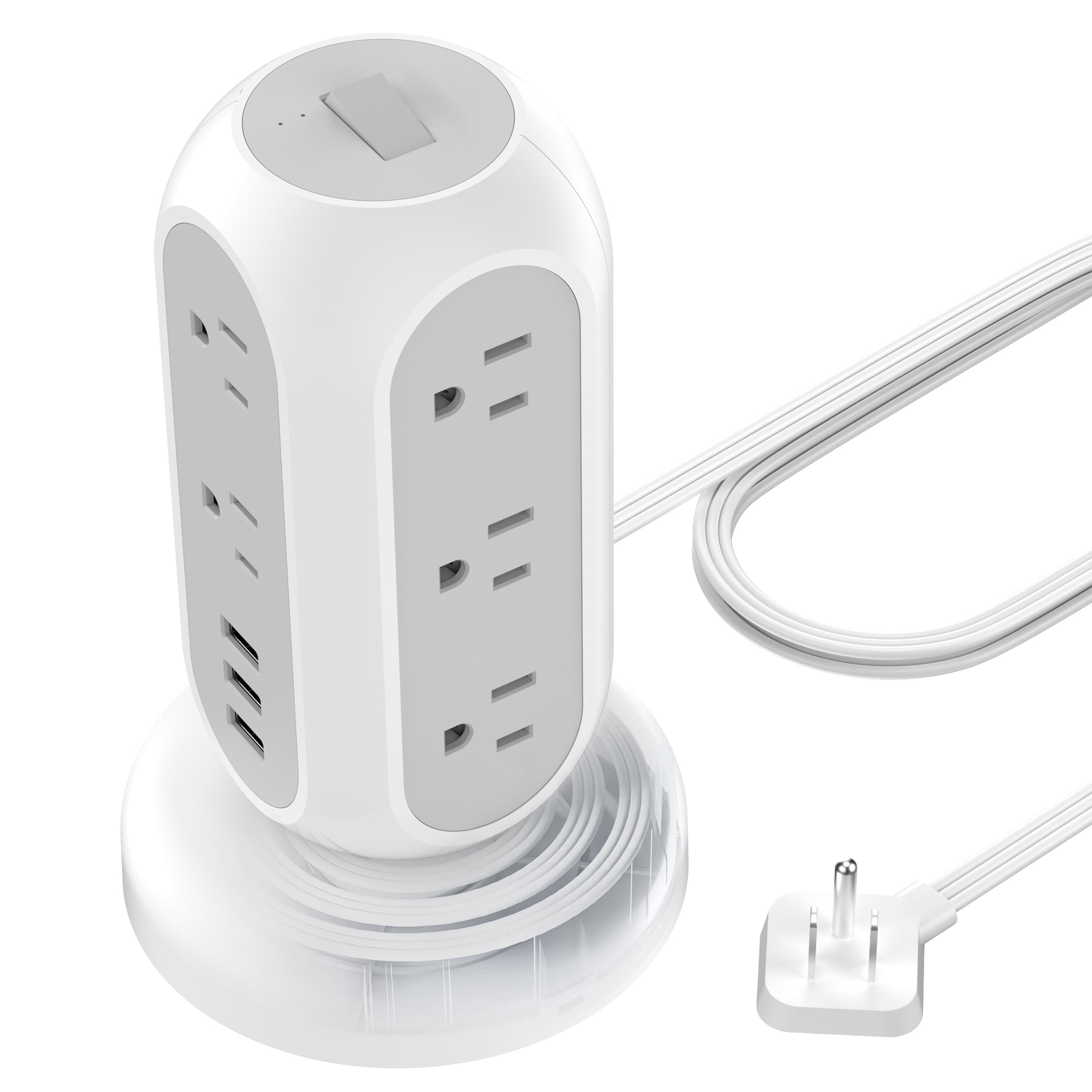 TESSAN Protected Indoor Multi Plug Power Strip Tower, 11 Outlets, 3 USB ...