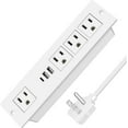 thumbnail image 1 of Flat Plug Recessed Power Strip with PD 20W USB-C, Flush Mounted Drawer Outlet, 4 AC Outlets & 3 USB Ports, Conference Desktop Built in Power Strip, 10FT Extension Cord(White), 1 of 3