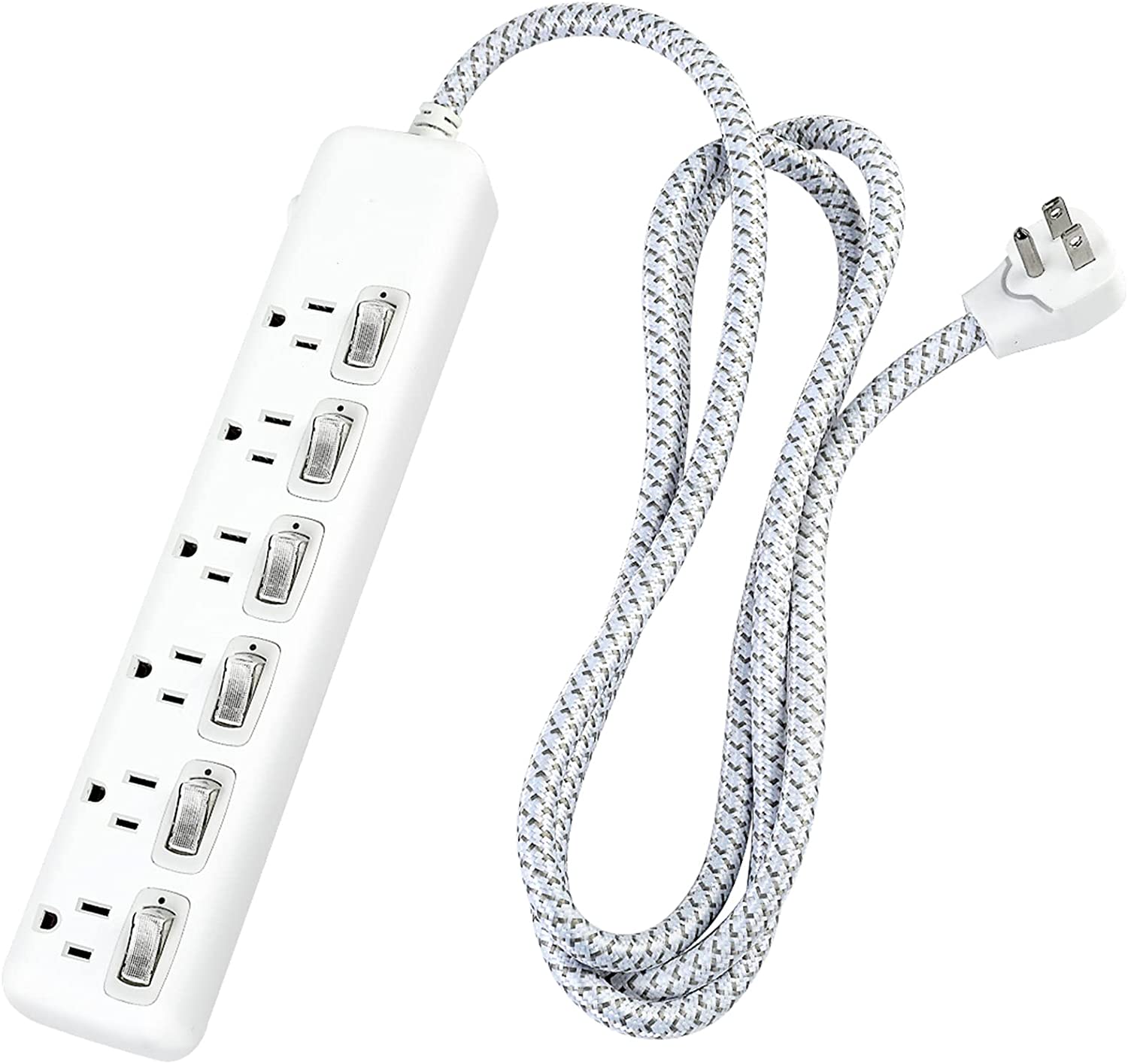 Flat Plug Surge Protector 6 Outlets, Wall Plug Power Strip with