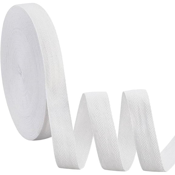 Flat Polycotton Twill Tape Ribbon Herringbone Ribbon White 25x1mm