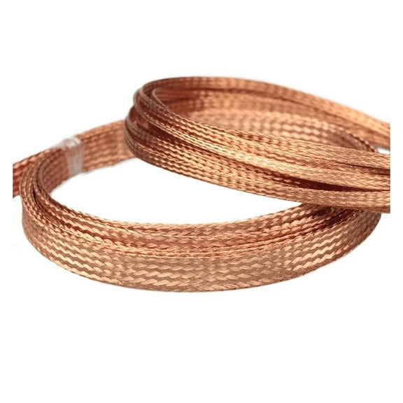 Flat Pure Copper Braid Cable Bare Copper Braid Wire Ground Lead 2mm~28mm