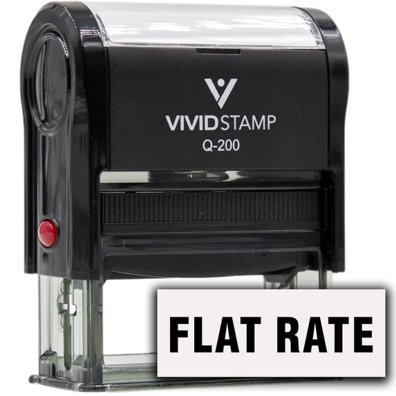 Flat Rate Self-Inking Office Rubber Stamp (Black Ink) - Q-200