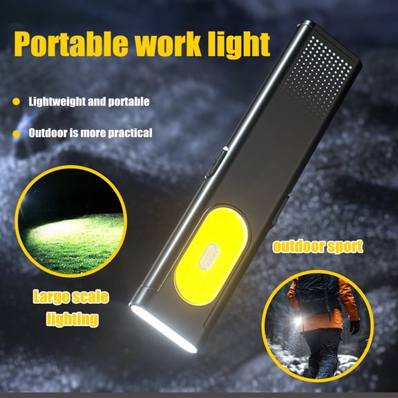 Flat Rechargeable Flashlight, Slim Pocket LED Light with Clip and Magnetic Base, Small Thin Handheld Flashlight for Night Walking, Emergency, Car Repair, USB Charging