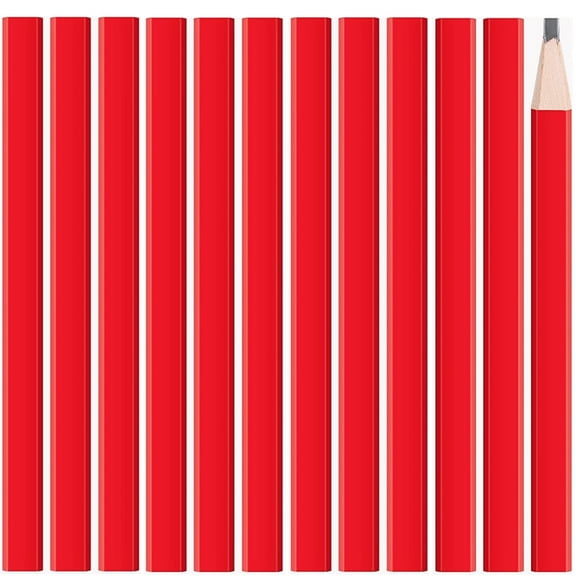 Flat Red Construction Pencil, Woodworking Pencil, 7 Inch, 1 Pack