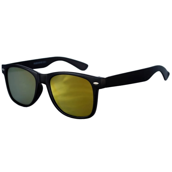 Flat Retro Sunglasses - Black Frame / Yellow Lens