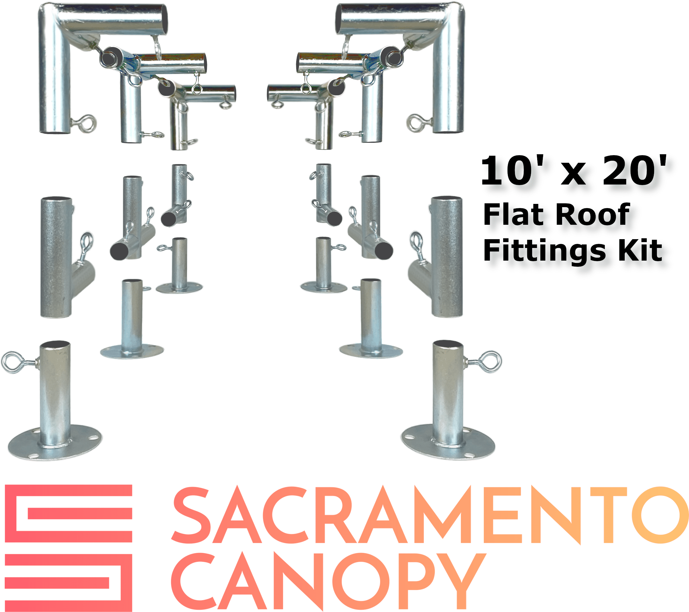 Flat Roof Canopy Fittings Kits (10' Wide) DIY Greenhouse, RV & Boat