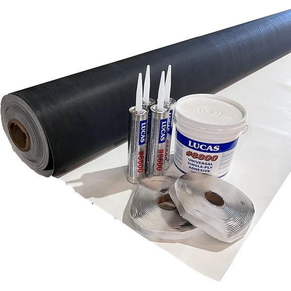 Flat Roof Universe RVK45PVCW95, White PVC 9'6" x 15', Rubber Roof Kit for RV Exterior