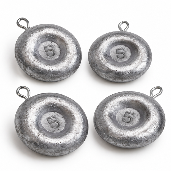 Flat Round Disc Fishing Sinkers 5oz 4pcs for Surf Drifting River Trolling Catfishing