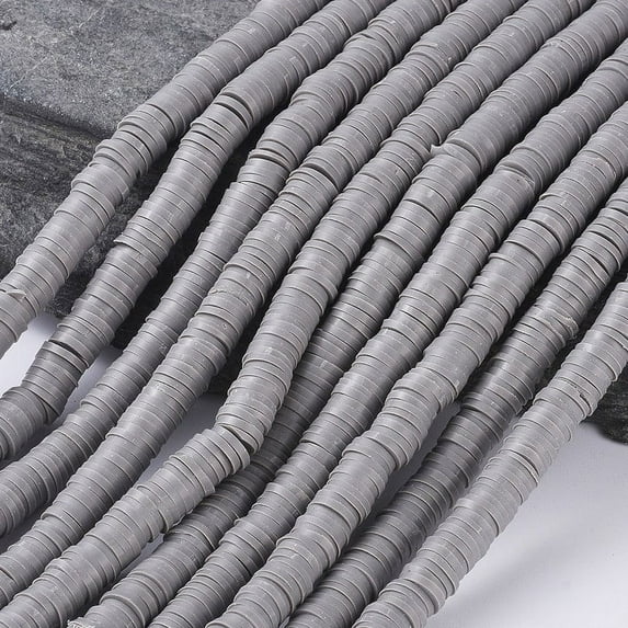 Flat Round Eco-Friendly Handmade Polymer Clay Beads Disc Heishi Beads for Hawaiian Earring Bracelet Necklace Jewelry Making Gray 6x1mm Hole: 2mm about 353~378pcs/strand 17.7 inch