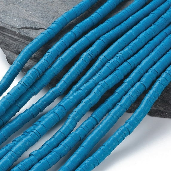 Flat Round Eco-Friendly Handmade Polymer Clay Beads Disc Heishi Beads Steel Blue 6x1mm Hole: 2mm about 353~378pcs/strand 17.7 inch