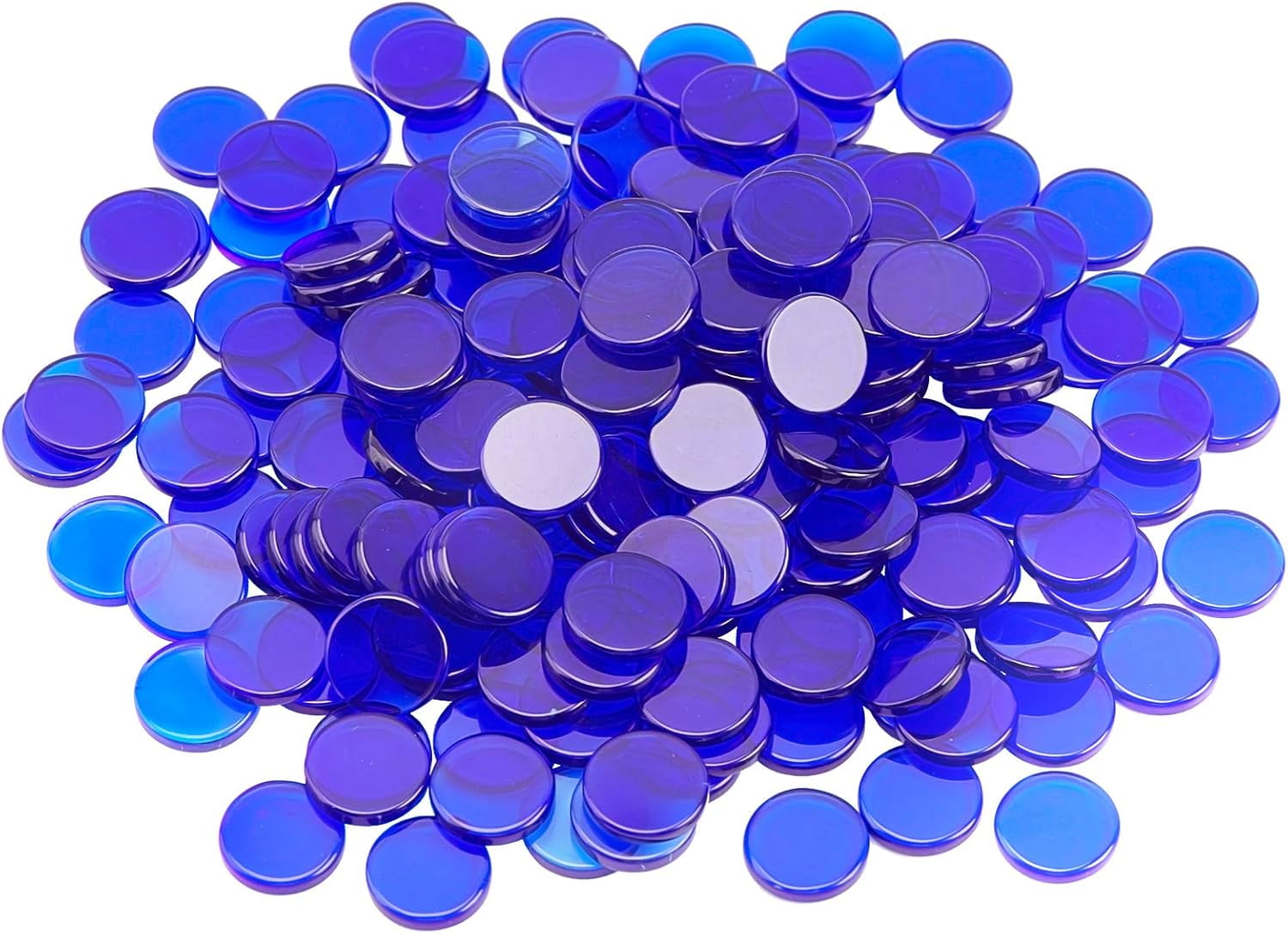 Flat Round Glass Mosaic Tiles 300 Pcs Blue Transparent Glass Mosaic Round Flat Gems for Home Decoration DIY Crafts 15x15mm DIY