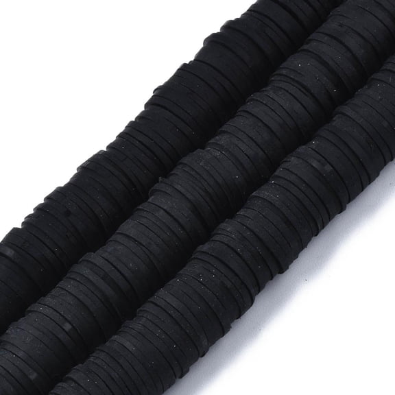 Flat Round Handmade Polymer Clay Beads Disc Heishi Beads for Hawaiian Earring Bracelet Necklace Jewelry Making Black 12mm
