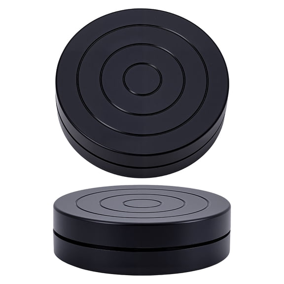 Flat Round Mini Plastic Rotated Turntable Sculpting Pottery Wheel Rotating Wheel Polymer Clay Tools for Arts and Crafts Display Stand Black for DIY