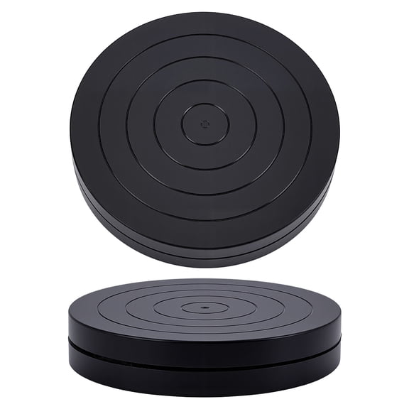 Flat Round Mini Plastic Rotated Turntable Sculpting Pottery Wheel Rotating Wheel Polymer Clay Tools for Arts and Crafts Display Stand Black