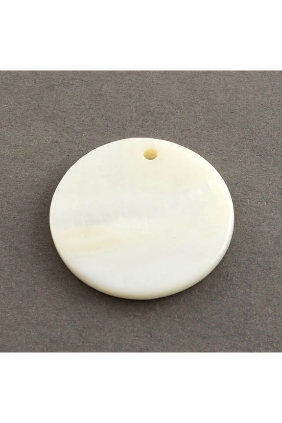 Flat Round Sea Shell Charms Seashell color 8x1.5mm Hole: 1mm