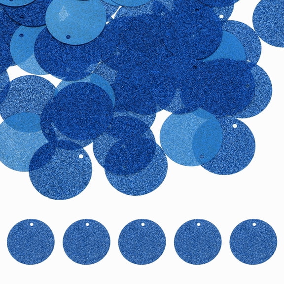 Flat Round Sequins, 90Pcs 30mm/1.2 Inch Loose Paillettes Bling Bright Blue Craft Sewing Sequins with Single Side Hole for DIY, Embroidery Clothing, Jewelry Making