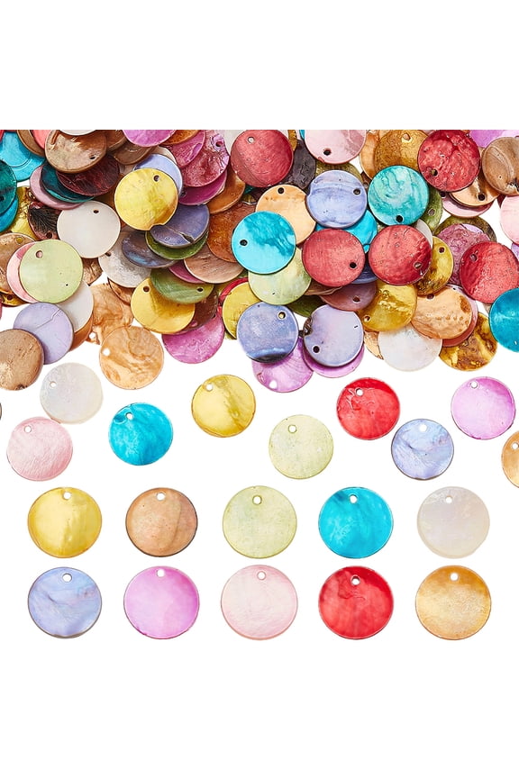 Flat Round Shell Charms Coin Disc Pendants Bulk Charms Beads DIY