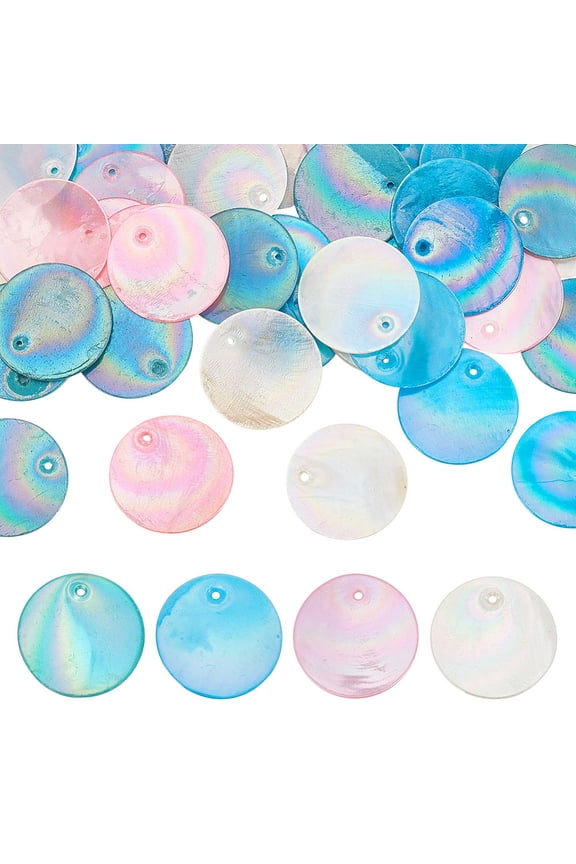 Flat Round Shell Charms Coin Disc Pendants Bulk Charms Beads for Jewelry Making