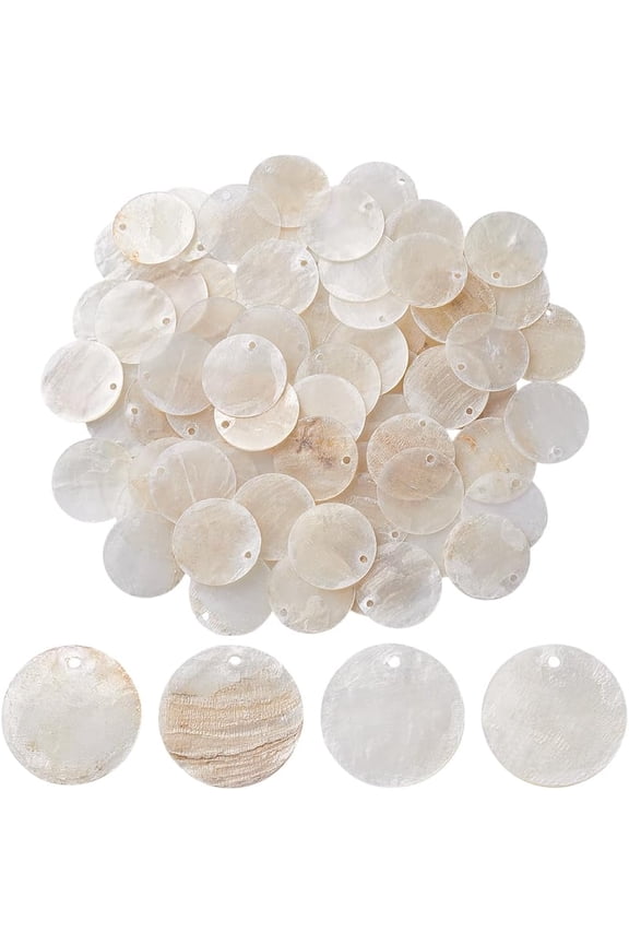 Flat Round Shell Charms White Capiz Shell Discs Charms Natural Mother of Pearl Seashells Charm for Earring Necklace Jewelry Making