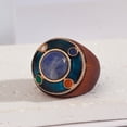 thumbnail image 1 of Flat Round Wood & Resin & Natural Sodalite Finger Rings 24mm Inner Diameter: 18mm Sodalite, 1 of 3