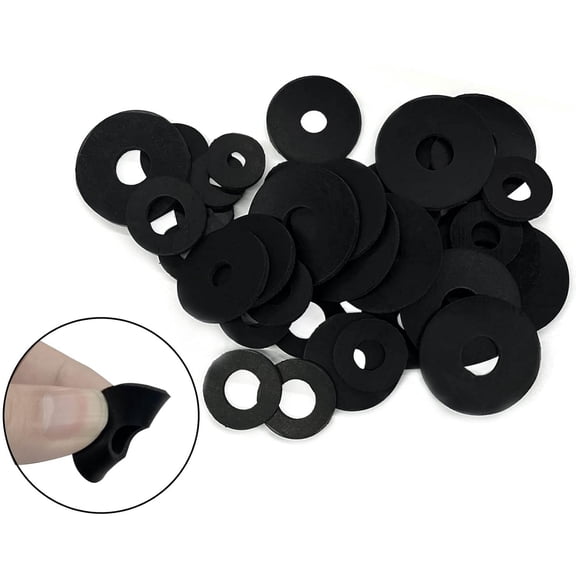 Flat Rubber Washers Assortment Kit: Black Rubber Flat Washer for Bolts, Faucets, Screws, Garden Hose, Plumbing
