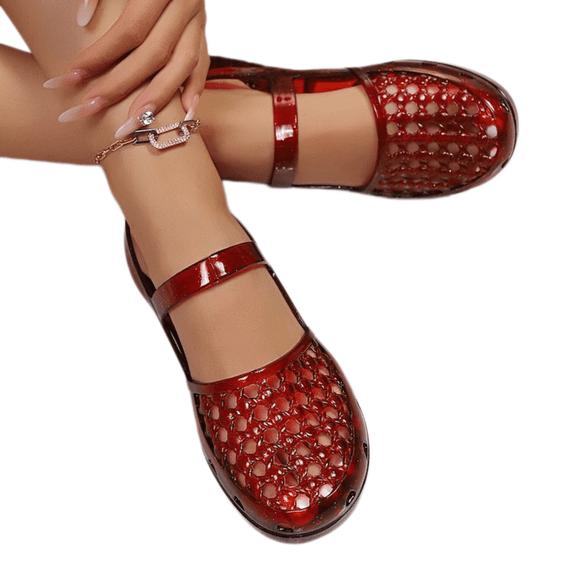 Flat Sandals For Women Designed With Closed Toe Woven Openwork Upper And Slingback Strap For Summer Weekend Casual Footwear