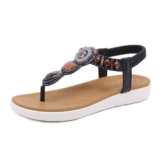 Flat Sandals Woman Summer Beach Shoes Female Slippers Bohemia Sandals Ladies Shoes Elacstic Band Flip Flops