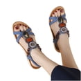 thumbnail image 1 of Juebong Sandals clearance Flat Sandals for Women Dressy Summer Cute Gladiator Slip on Sandal Comfortable Orthopedic T-strap Sandals Ladies Casual Ankle Elastic Bohemian Beach Shoes, 1 of 5