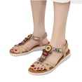 thumbnail image 1 of Juebong Sandals clearance Flat Sandals for Women Dressy Summer Cute Gladiator Slip on Sandal Comfortable Orthopedic T-strap Sandals Ladies Casual Ankle Elastic Bohemian Beach Shoes, 1 of 5