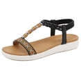 thumbnail image 1 of Flat Sandals Women Flowers Printed Sandals Ladies Soft Fashion Platform String Bead Summer Beach Shoes, 1 of 7