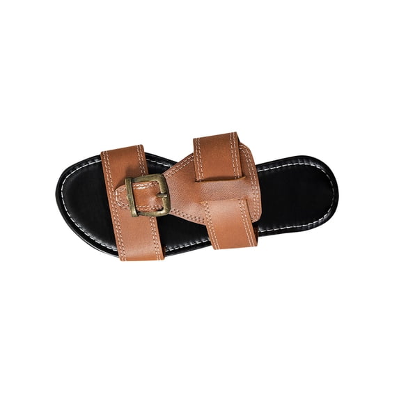 Flat Sandals for Women Outdoor Open Toe Beach Walking Footwear Summer Vacation Slip-On Slippers Fashion Adjustable Buckle Decoration Platform Shoes Sandals