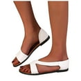 thumbnail image 1 of Flat Sandals for Women 2025 Summer Fashion Casual Leather Open Toe Beach Slip on Dress Sandals, 1 of 6
