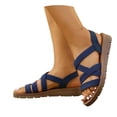 thumbnail image 1 of Flat Sandals for Women 2026 Comfortable Open Toe Wide Width Sandals Elastic Ankle Strap Walking Shoes for Women, 1 of 7