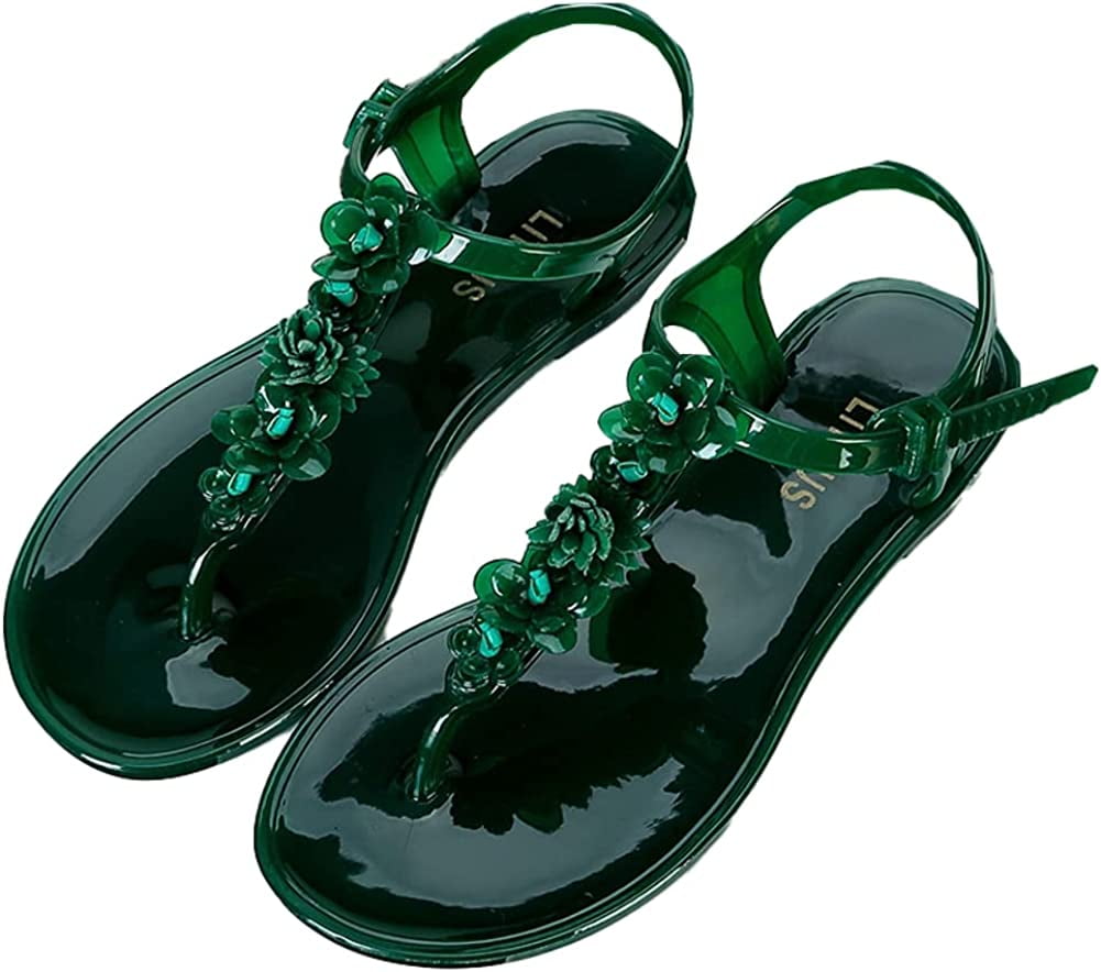 Dark green clearance flat sandals