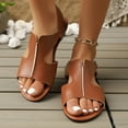 thumbnail image 1 of Flat Sandals for Women Boho Flat Heels Open Toe Ankle Straps Sandals for Women Beach Fashion Comfortable Casual Summer Shoes Footwear Brown 43, 1 of 7