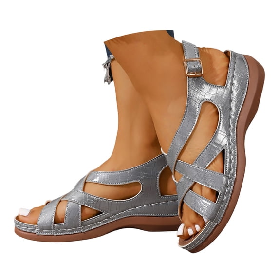 Flat Sandals for Women Comfortable: Adjustable Buckle Ankle Strap Strappy Sandals Dressy Casual, Summer Walking Shoes for Beach Travel