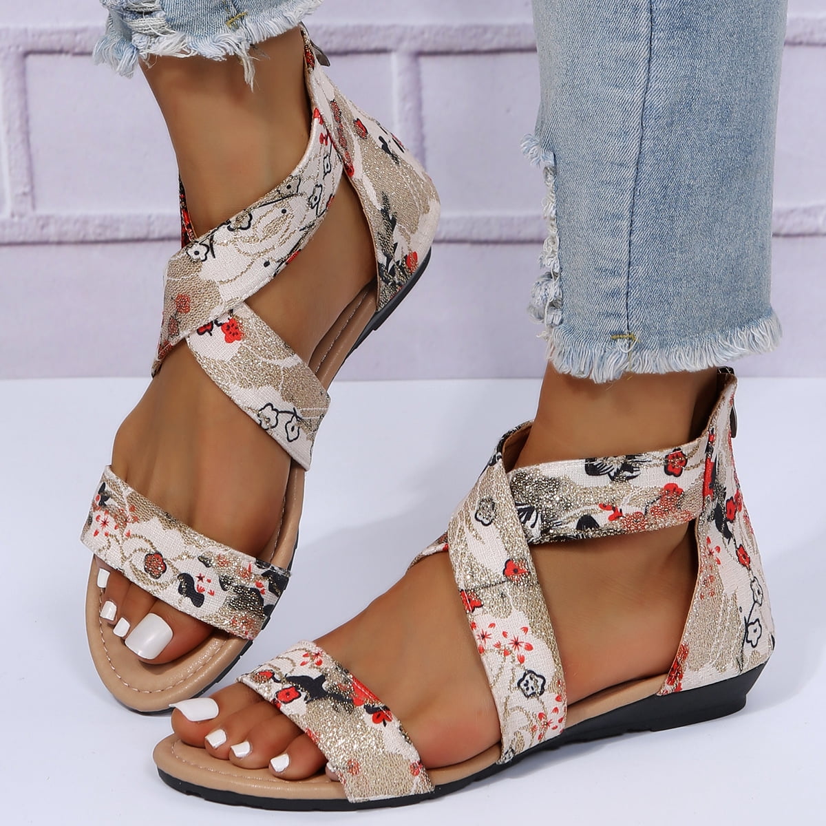 SCHUTZ Steph Flat Sandals - White Open Toe Multi-Strap Embellished Sandals (Flat Heel) - View #4