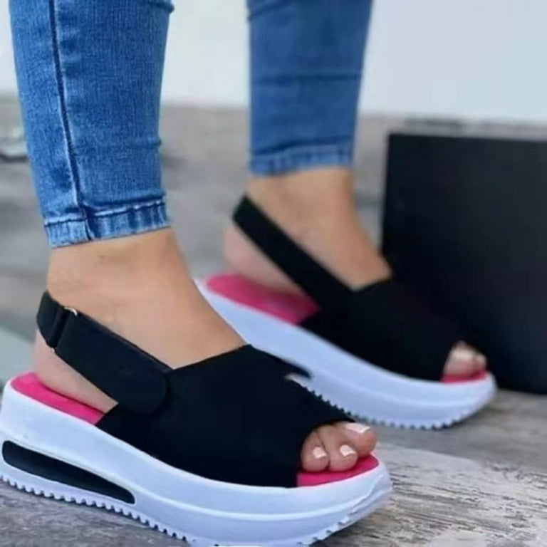 Flat Sandals for Women Open Toe Slip on Pu Shoes Summer Low Heels Strappy Sandal with Buckle Walmart