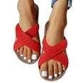 thumbnail image 1 of Flat Sandals for Women Summer Comfy Open Toe Linen Sandals Slip On Shoes Outdoor Casual Travel Beach Sandals, 1 of 5