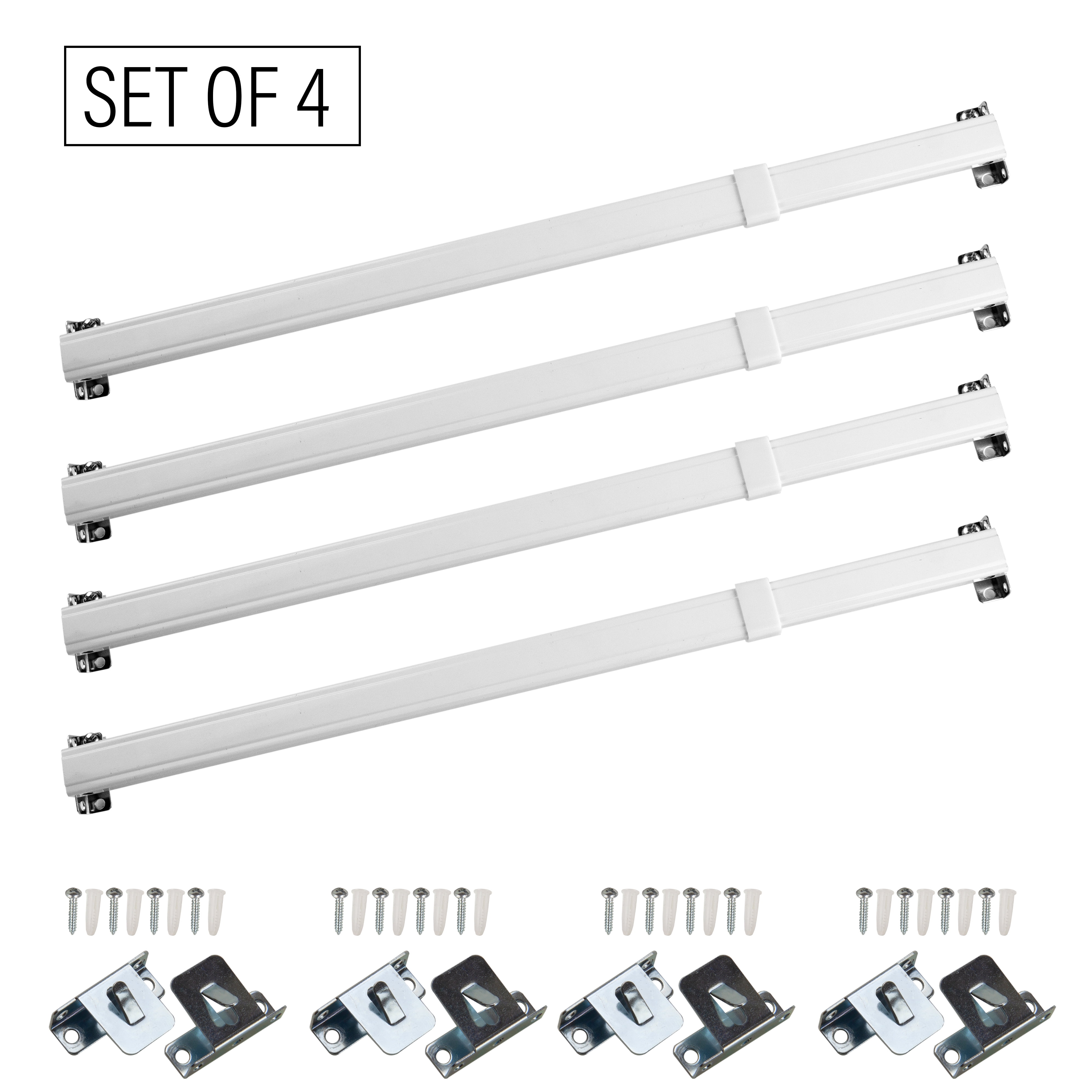 Flat Sash Rods 20-36 inches (Set of 4), White