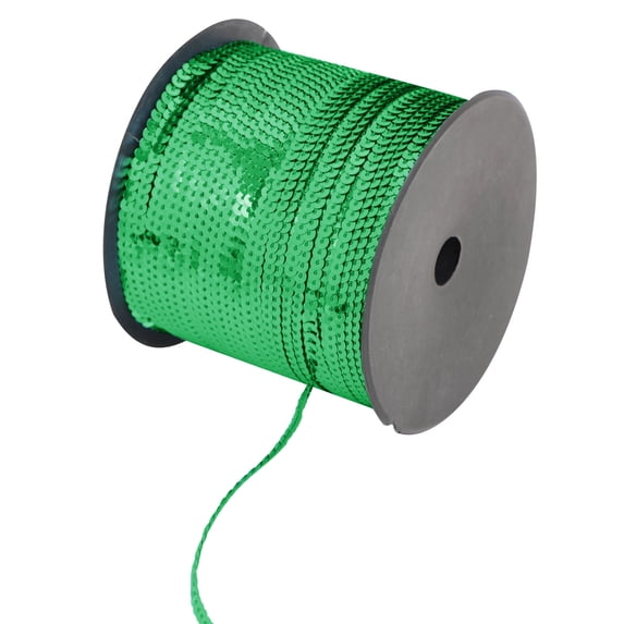 Flat Sequin Strip, 4mm String Metallic Sequin Strand, Paillette Sequin Trim Sewing String DIY Craft Embellishment, 197 Yards, Green